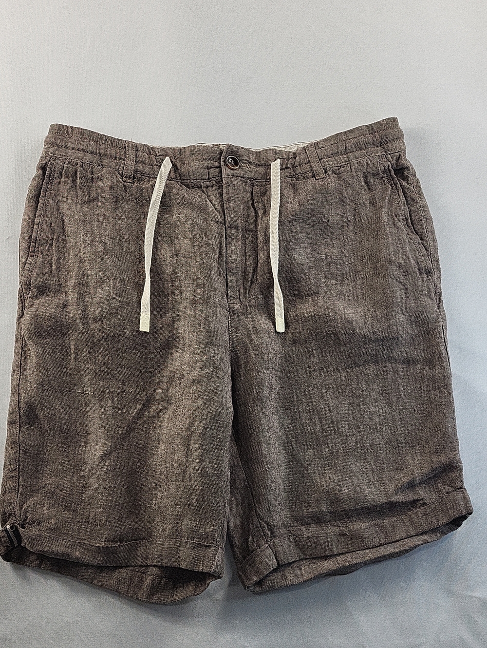 Men's Casual Linen Drawstring Shorts - Brown